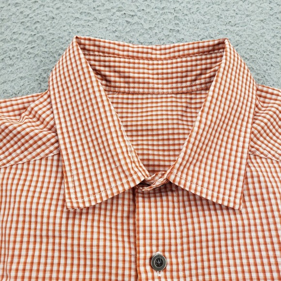 Ocean Coast Shirt Mens Medium Red White‎ Check Button Up Short Sleeve Pockets - Picture 3 of 14